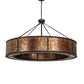 Meyda Lighting Tall Pines 62" 8-Light Wrought Iron Pendant Light With Amber Mica Shade Glass