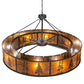 Meyda Lighting Tall Pines 62" 8-Light Wrought Iron Pendant Light With Amber Mica Shade Glass