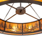 Meyda Lighting Tall Pines 62" 8-Light Wrought Iron Pendant Light With Amber Mica Shade Glass