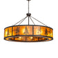 Meyda Lighting Tall Pines 62" 8-Light Wrought Iron Pendant Light With Amber Mica Shade Glass