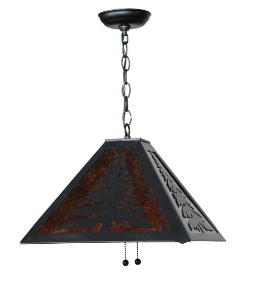 Meyda Lighting Tall Pines 66895 22" 2-Light Textured Black Pendant Light With Amber Mica Shade Glass
