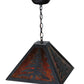 Meyda Lighting Tall Pines 66895 22" 2-Light Textured Black Pendant Light With Amber Mica Shade Glass
