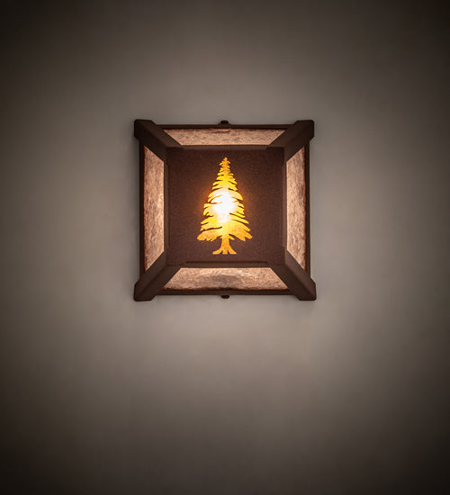 Meyda Lighting Tall Pines 7" 40-Light Rust Wall Sconce With Amber Mica & Silver Mica Shade Glass