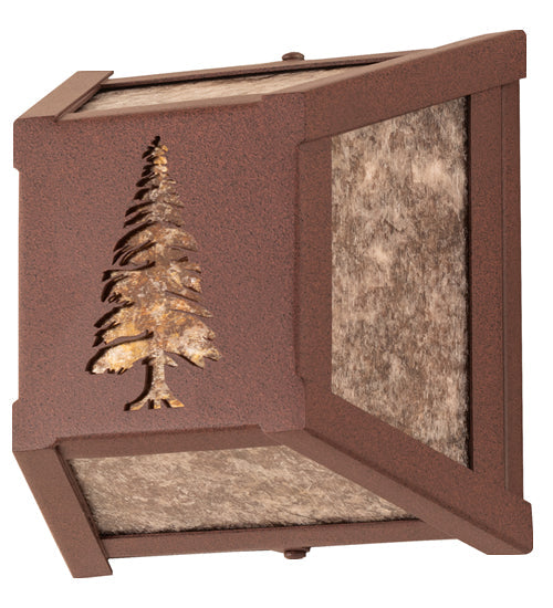 Meyda Lighting Tall Pines 7" 40-Light Rust Wall Sconce With Amber Mica & Silver Mica Shade Glass