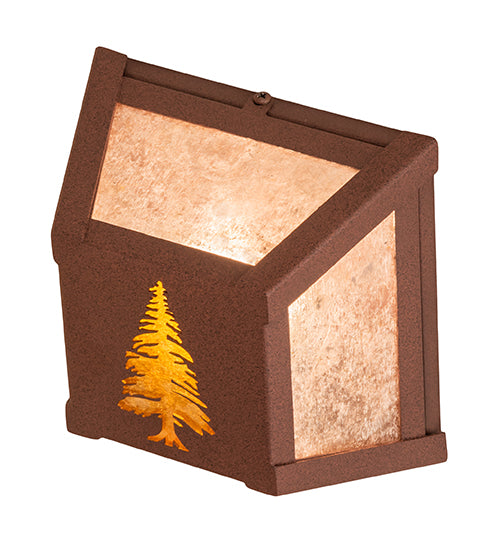 Meyda Lighting Tall Pines 7" 40-Light Rust Wall Sconce With Amber Mica & Silver Mica Shade Glass