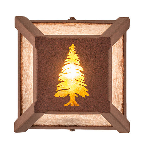 Meyda Lighting Tall Pines 7" 40-Light Rust Wall Sconce With Amber Mica & Silver Mica Shade Glass
