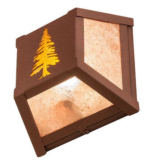 Meyda Lighting Tall Pines 7" 40-Light Rust Wall Sconce With Amber Mica & Silver Mica Shade Glass