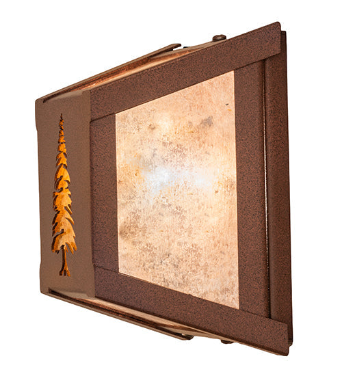 Meyda Lighting Tall Pines 7" 40-Light Rust Wall Sconce With Amber Mica & Silver Mica Shade Glass