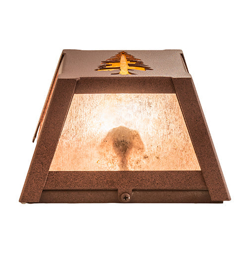 Meyda Lighting Tall Pines 7" 40-Light Rust Wall Sconce With Amber Mica & Silver Mica Shade Glass