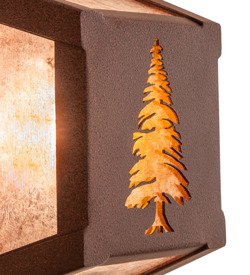 Meyda Lighting Tall Pines 7" 40-Light Rust Wall Sconce With Amber Mica & Silver Mica Shade Glass