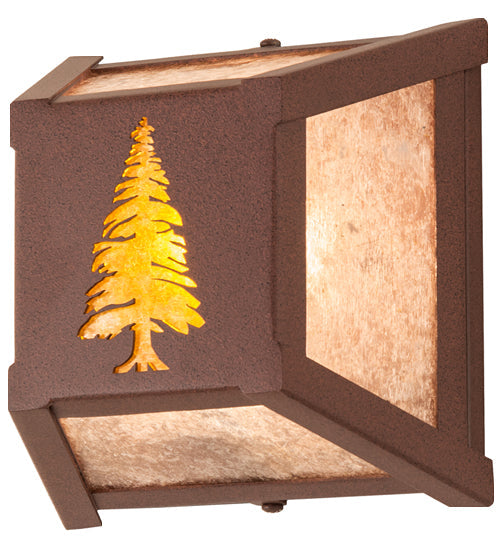 Meyda Lighting Tall Pines 7" 40-Light Rust Wall Sconce With Amber Mica & Silver Mica Shade Glass