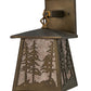 Meyda Lighting Tall Pines 7" Antique Copper Hanging Wall Sconce With Silver Mica Shade Glass