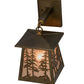 Meyda Lighting Tall Pines 7" Antique Copper Hanging Wall Sconce With Silver Mica Shade Glass