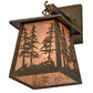 Meyda Lighting Tall Pines 7" Antique Copper Hanging Wall Sconce With Silver Mica Shade Glass