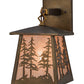 Meyda Lighting Tall Pines 7" Antique Copper Hanging Wall Sconce With Silver Mica Shade Glass