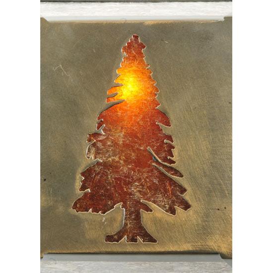 Meyda Lighting Tall Pines 7" Antique Copper Wall Sconce With Amber & Silver Mica Shade Glass
