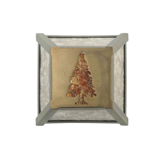 Meyda Lighting Tall Pines 7" Antique Copper Wall Sconce With Amber & Silver Mica Shade Glass