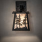 Meyda Lighting Tall Pines 7" Textured Black Lantern Wall Sconce With Silver Mica Shade Glass