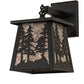 Meyda Lighting Tall Pines 7" Textured Black Lantern Wall Sconce With Silver Mica Shade Glass