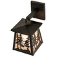 Meyda Lighting Tall Pines 7" Textured Black Lantern Wall Sconce With Silver Mica Shade Glass