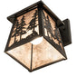 Meyda Lighting Tall Pines 7" Textured Black Lantern Wall Sconce With Silver Mica Shade Glass