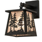 Meyda Lighting Tall Pines 7" Textured Black Lantern Wall Sconce With Silver Mica Shade Glass