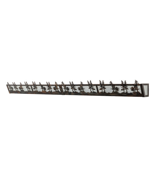 Meyda Lighting Tall Pines 72" 10-Light Light Burnished Antique Copper Vanity Light With Clear Frosted Shade Glass