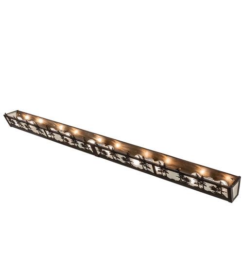 Meyda Lighting Tall Pines 72" 10-Light Light Burnished Antique Copper Vanity Light With Clear Frosted Shade Glass