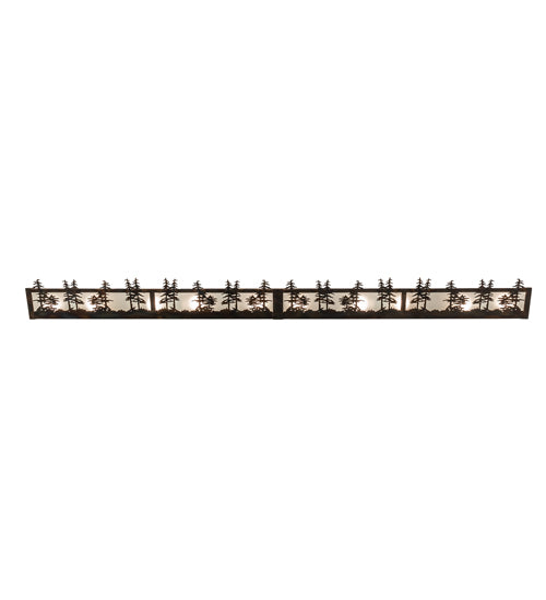Meyda Lighting Tall Pines 72" 10-Light Light Burnished Antique Copper Vanity Light With Clear Frosted Shade Glass