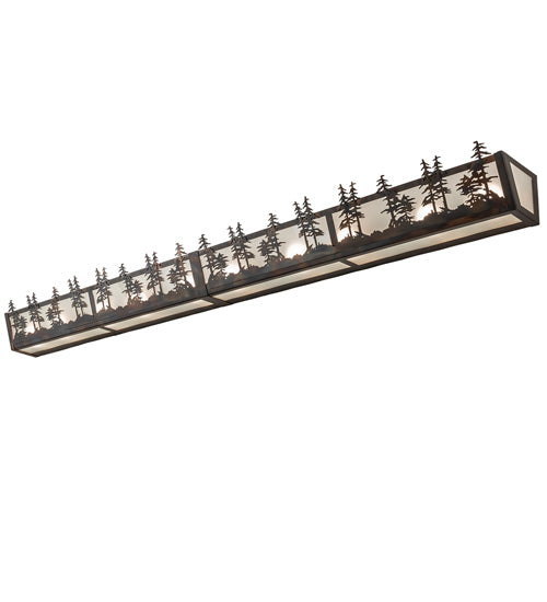 Meyda Lighting Tall Pines 72" 10-Light Light Burnished Antique Copper Vanity Light With Clear Frosted Shade Glass