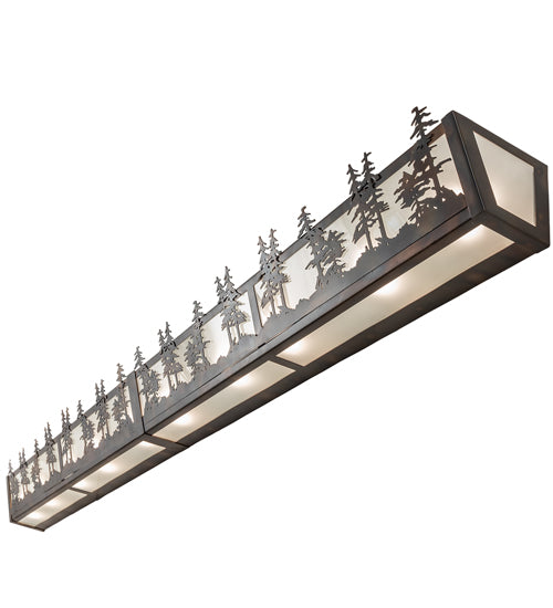 Meyda Lighting Tall Pines 72" 10-Light Light Burnished Antique Copper Vanity Light With Clear Frosted Shade Glass