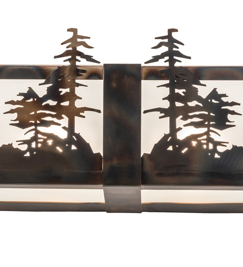 Meyda Lighting Tall Pines 72" 10-Light Light Burnished Antique Copper Vanity Light With Clear Frosted Shade Glass