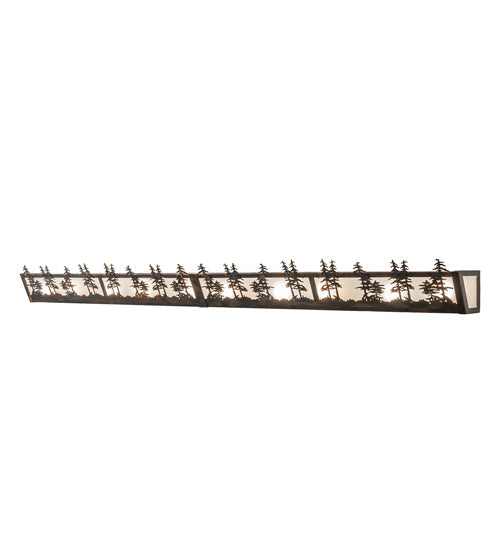 Meyda Lighting Tall Pines 72" 10-Light Light Burnished Antique Copper Vanity Light With Clear Frosted Shade Glass