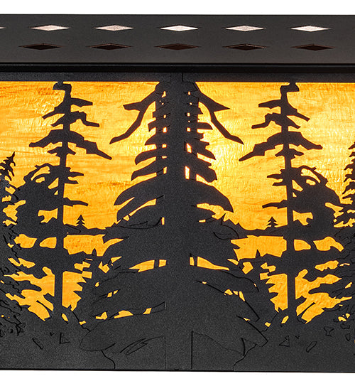 Meyda Lighting Tall Pines 72" 11-Light Textured Black Island Pendant Light With Honey Art Shade Glass