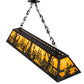 Meyda Lighting Tall Pines 72" 11-Light Textured Black Island Pendant Light With Honey Art Shade Glass