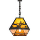 Meyda Lighting Tall Pines 72" 11-Light Textured Black Island Pendant Light With Honey Art Shade Glass