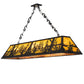 Meyda Lighting Tall Pines 72" 11-Light Textured Black Island Pendant Light With Honey Art Shade Glass