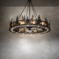 Meyda Lighting Tall Pines 72" 31-Light Dark Burnished Antique Copper Chandelier With Silver Mica Shade Glass and Fan