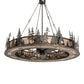 Meyda Lighting Tall Pines 72" 31-Light Dark Burnished Antique Copper Chandelier With Silver Mica Shade Glass and Fan