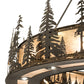 Meyda Lighting Tall Pines 72" 31-Light Dark Burnished Antique Copper Chandelier With Silver Mica Shade Glass and Fan