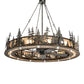 Meyda Lighting Tall Pines 72" 31-Light Dark Burnished Antique Copper Chandelier With Silver Mica Shade Glass and Fan