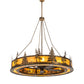 Meyda Lighting Tall Pines 73" 24-Light Antique Copper Chandelier With Ambra Siena Idalight Shade and Fan