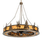 Meyda Lighting Tall Pines 73" 24-Light Antique Copper Chandelier With Ambra Siena Idalight Shade and Fan