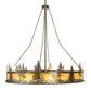 Meyda Lighting Tall Pines 73" 24-Light Antique Copper Chandelier With Ambra Siena Idalight Shade and Fan