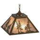 Meyda Lighting Tall Pines 76318 22" 2-Light Antique Copper Pendant Light With Silver Mica Shade Glass