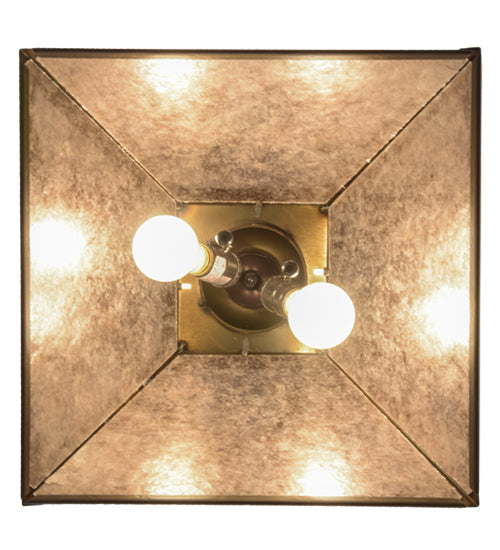 Meyda Lighting Tall Pines 76318 22" 2-Light Antique Copper Pendant Light With Silver Mica Shade Glass