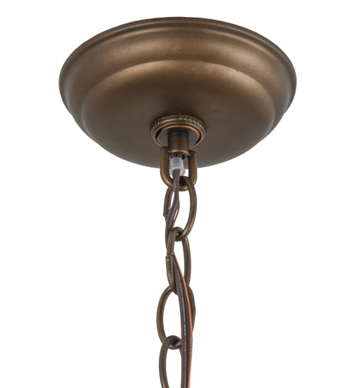Meyda Lighting Tall Pines 76318 22" 2-Light Antique Copper Pendant Light With Silver Mica Shade Glass