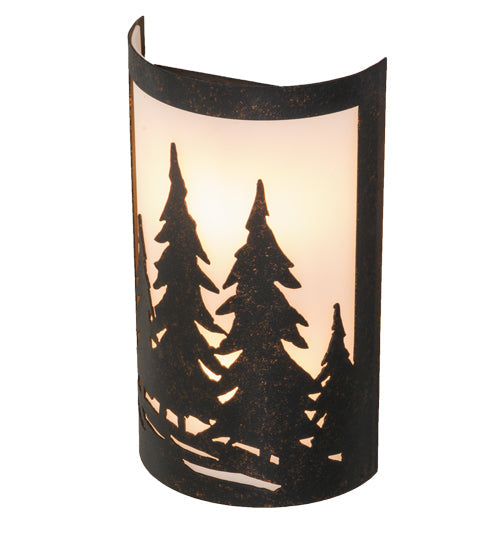 Meyda Lighting Tall Pines 8" 2-Light Copper Rust Ada Wall Sconce With White Statuario Idalight Shade Glass