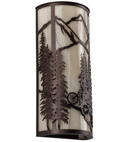 Meyda Lighting Tall Pines 8" 2-Light Mahogany Bronze Mountain Biker Wall Sconce With Beige Sahara Taupe Idalight Shade