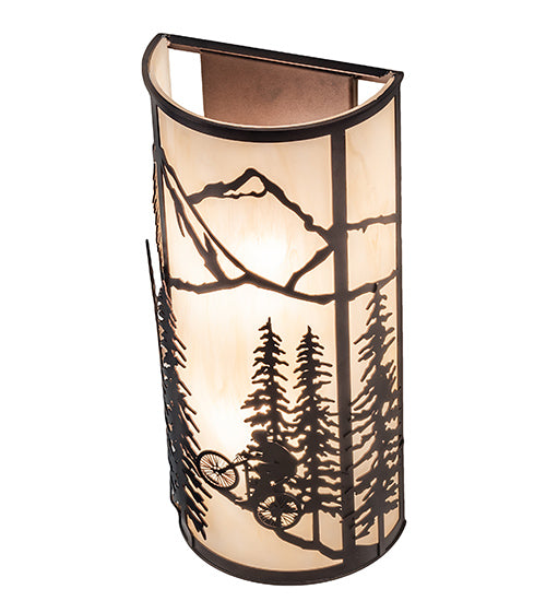 Meyda Lighting Tall Pines 8" 2-Light Mahogany Bronze Mountain Biker Wall Sconce With Beige Sahara Taupe Idalight Shade